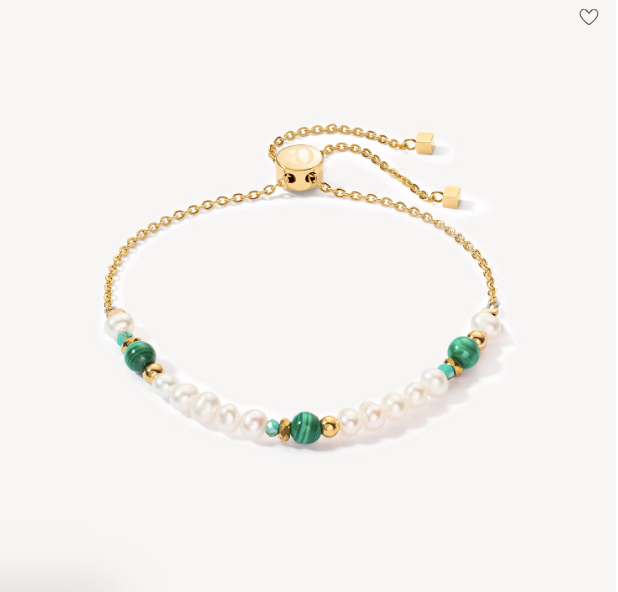 Harmony Bracelet Freshwater Pearls & Malachite Gold 1108300500