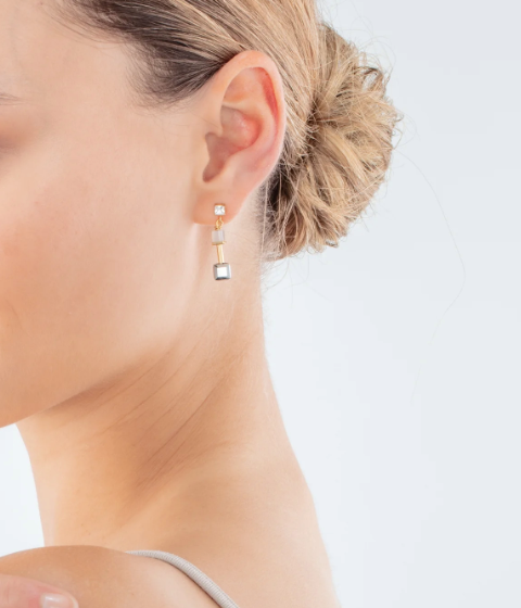 GeoCUBE® Precious Slider Closure earrings gold grey 5074211216