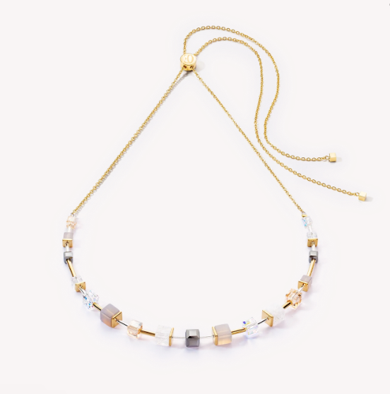 GeoCUBE® Precious Slider Closure necklace gold grey 5074101216