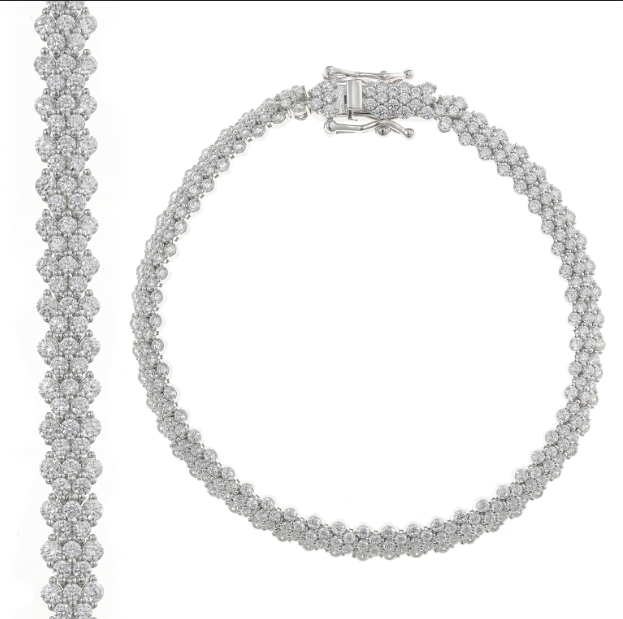 Sterling Silver Spike Bracelet CZ Stones