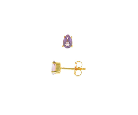 Sterling Silver Gold Plated Amethyst Pear Stud Earring