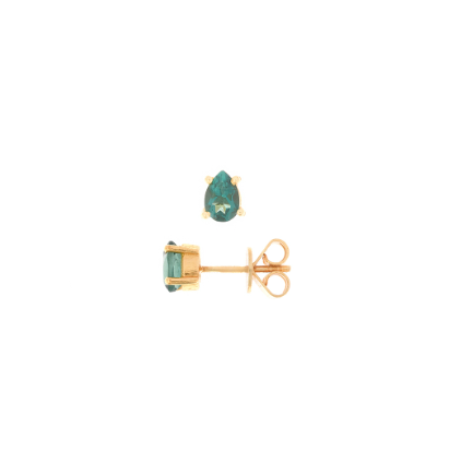Sterling Silver Gold Plated Green Pear Stud Earring