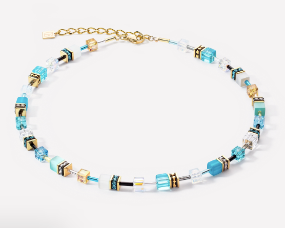 GeoCUBE® Iconic necklace gold turquoise 2838100616
