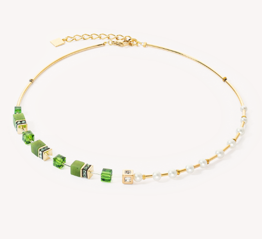 Necklace GeoCUBE® Fusion Precious Pearl Mix Gold-Green 1122100516