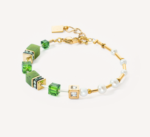 Bracelet GeoCUBE® Fusion Precious Pearl Mix gold-green 1122300516