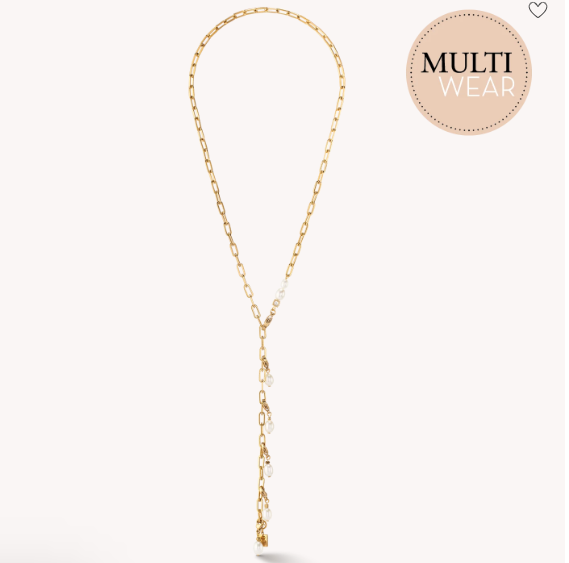 Modern chain necklace with freshwater pearl charms gold 1112101416