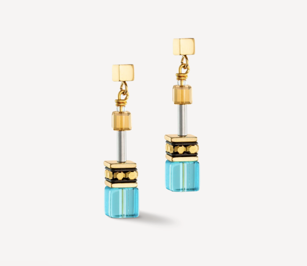 GeoCUBE® Iconic earrings gold turquoise 2838210616