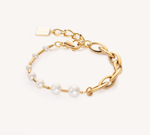 Bracelet Freshwater Pearls & Chunky Chain Navette Multiwear white-gold 1110301416
