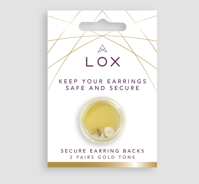 Lox 2 Pair Gold Tone Secure Earring Backs