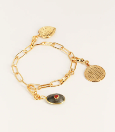 "amour" charm 24k gold plated