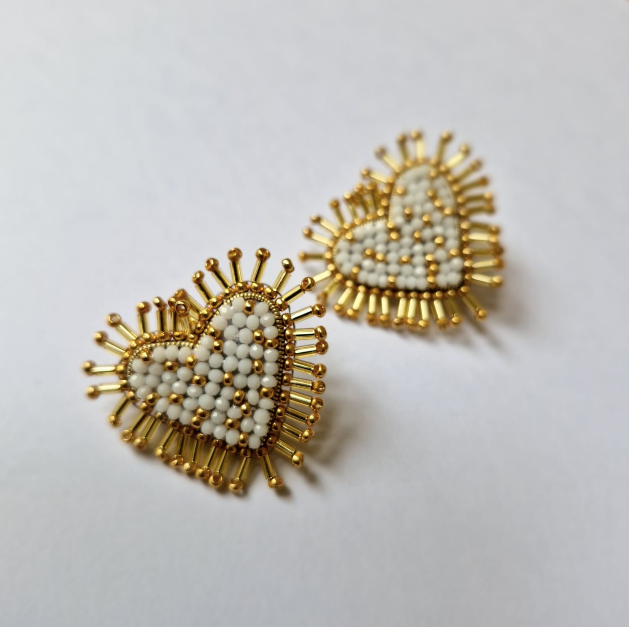 Sacred Heart Earrings - White