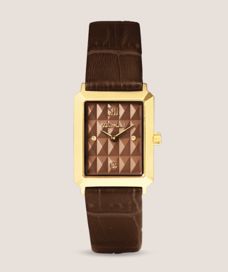 Watch Iconic Spikes bracelet Leather Mocha Mousse gold
