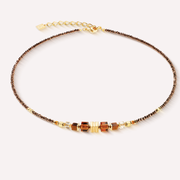 Necklace Wave Cube Flow gold-brown