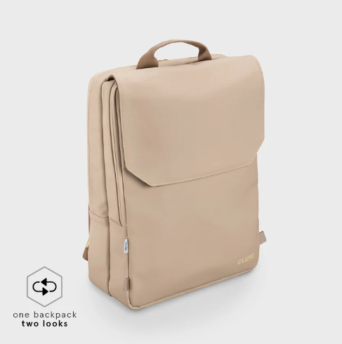 Le Réversible Backpack - Beige, Dark Brown, Gold Colour