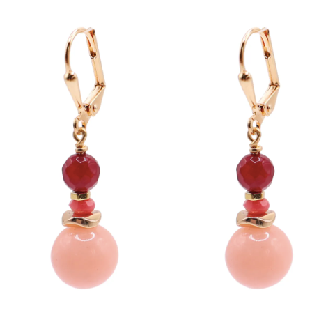 Fiora Stone Drop Earrings - Peach