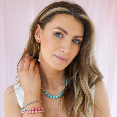 Kaleidoscope Pink Linear Earrings - Long