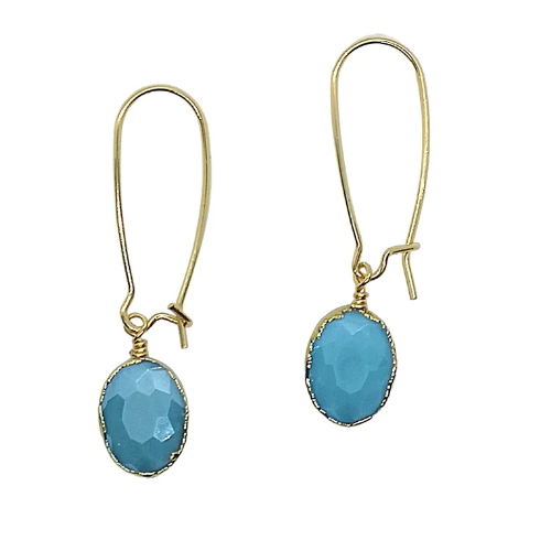 Brass Oval Looking Glass Earrings