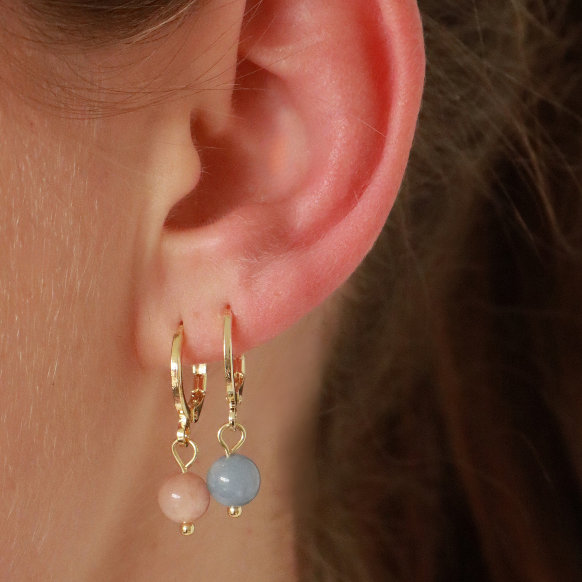 Ava Aquamarine Huggie Earrings