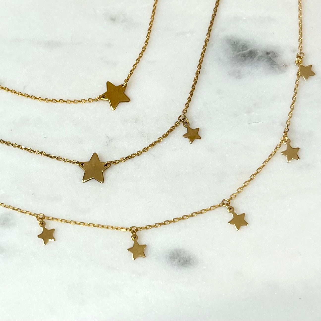 Multi Star 9ct Gold Necklace