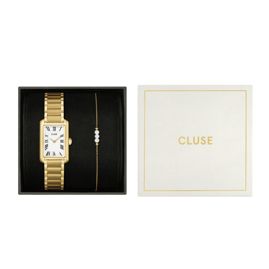 Cluse Gift Box Belisenna Watch Steel, White & Bracelet, Gold
Colour