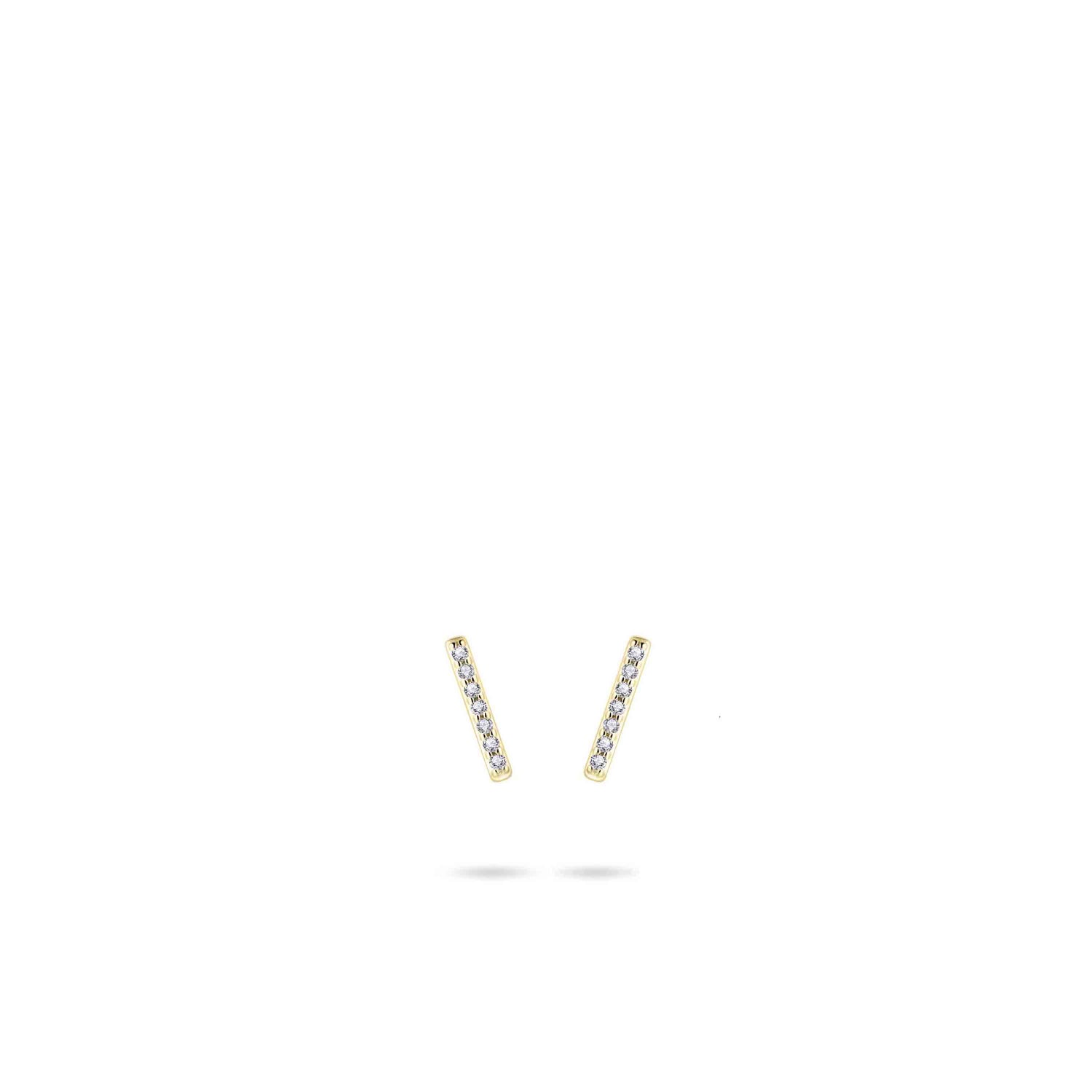 Pave Bar 14k Gold Stud Earrings