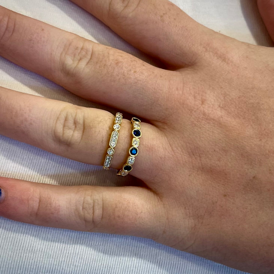 Vintage Style Art Deco Sapphire and Diamond Band