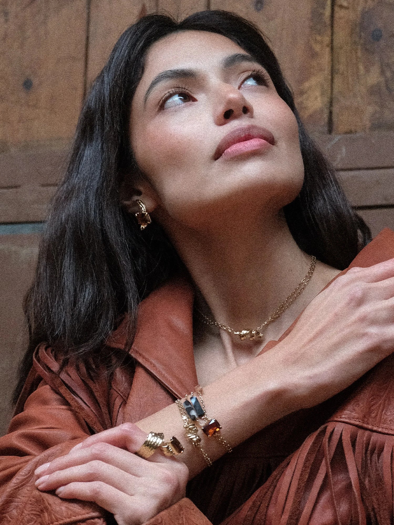Gold-Plated Gemstone Earrings