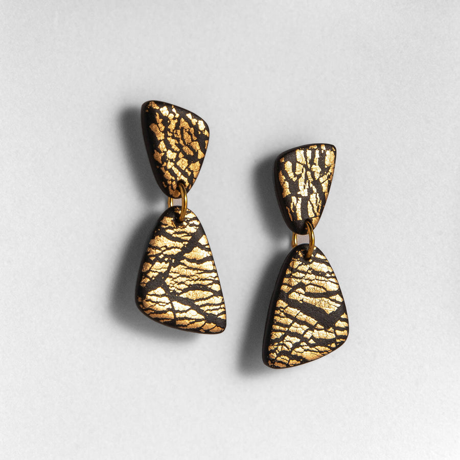 Askell Black/Gold Leaf Earrings