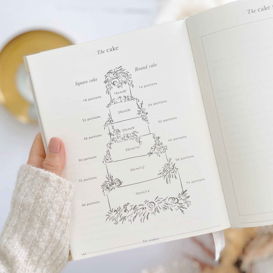 NEW - Ivory Cloth Wedding Planner Book with Gold Foil and Gi