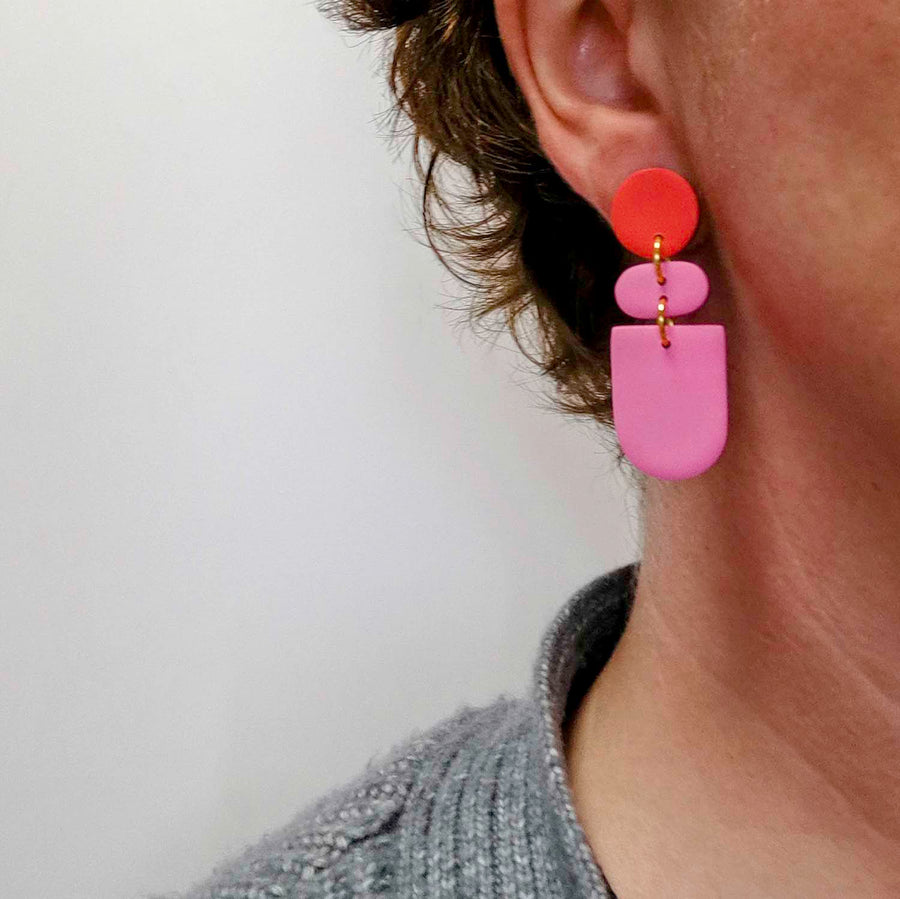 Drift Earrings - Watermelon/Pink