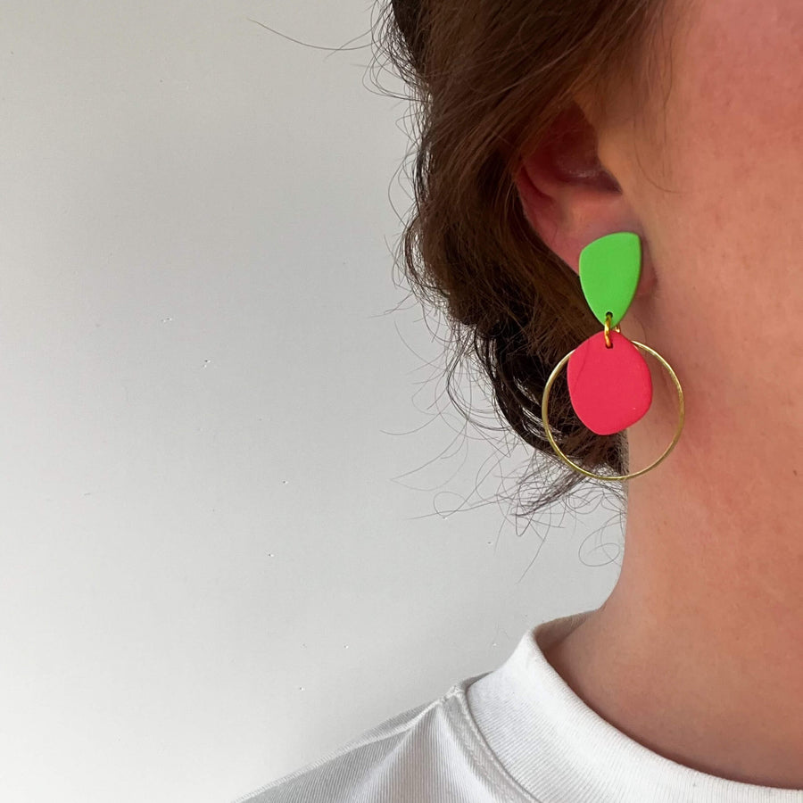 Eden Earrings - Green/Peach