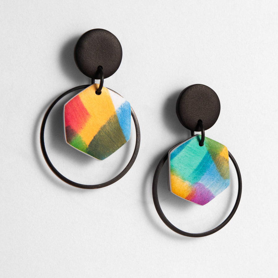 Hex Earrings - Pastel Confetti
