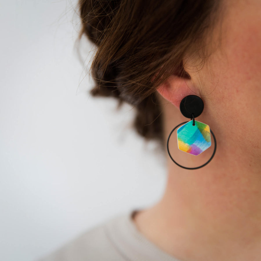 Hex Earrings - Pastel Confetti