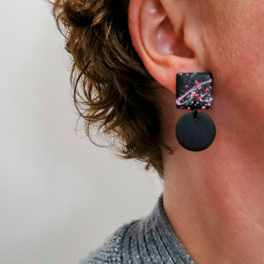 Hiro Earrings - Black Splash