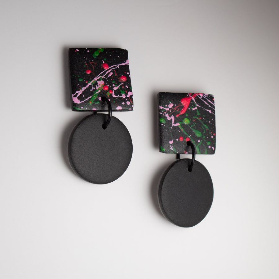 Hiro Earrings - Black Splash
