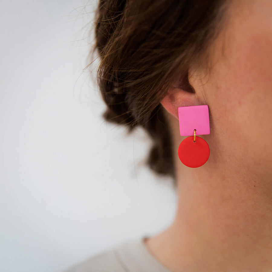 Hiro Pink Red Earrings