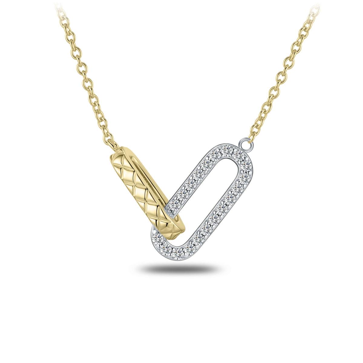 Interlocking Oval Quilted Zirconia Necklace
