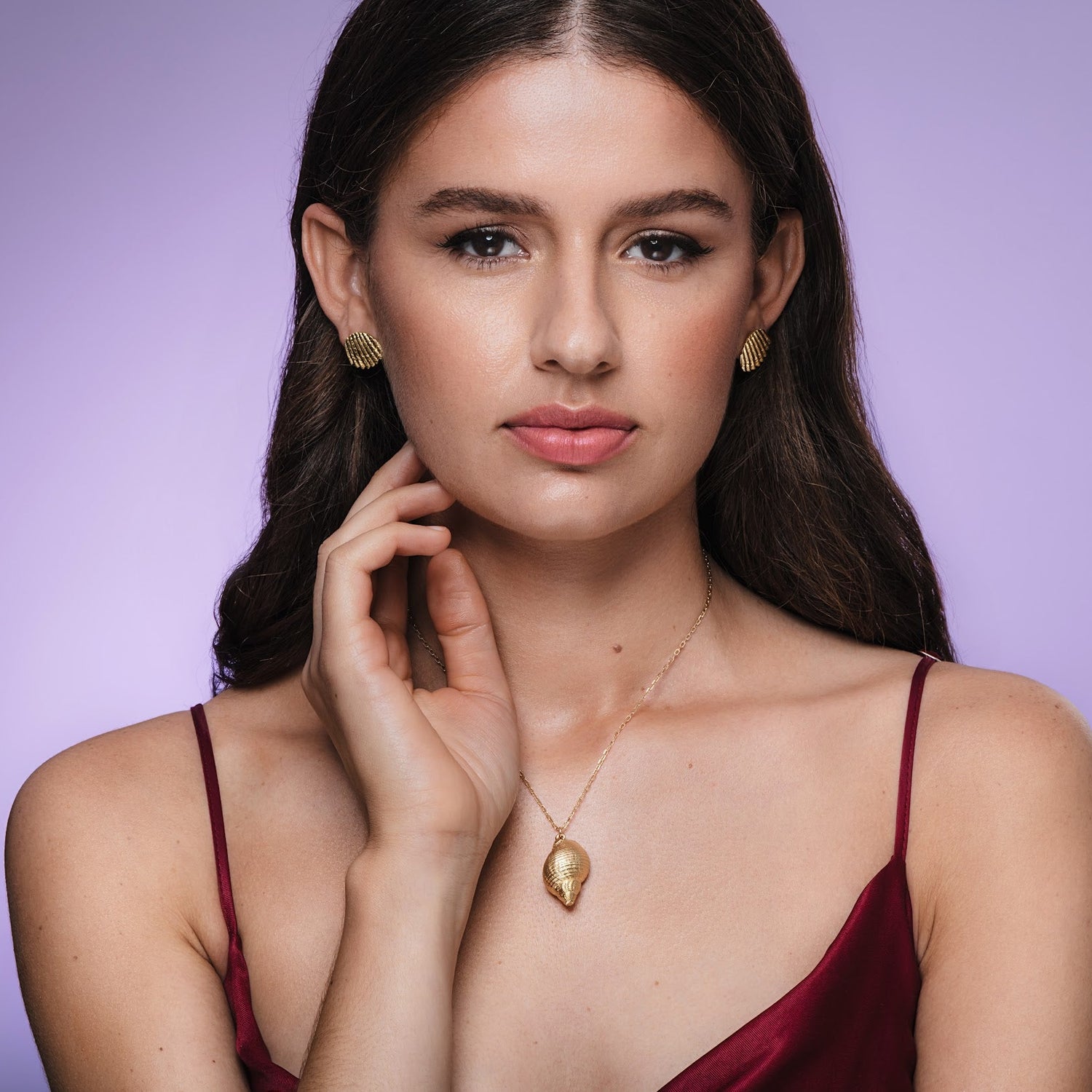 Flat Shell 9ct Gold Earrings