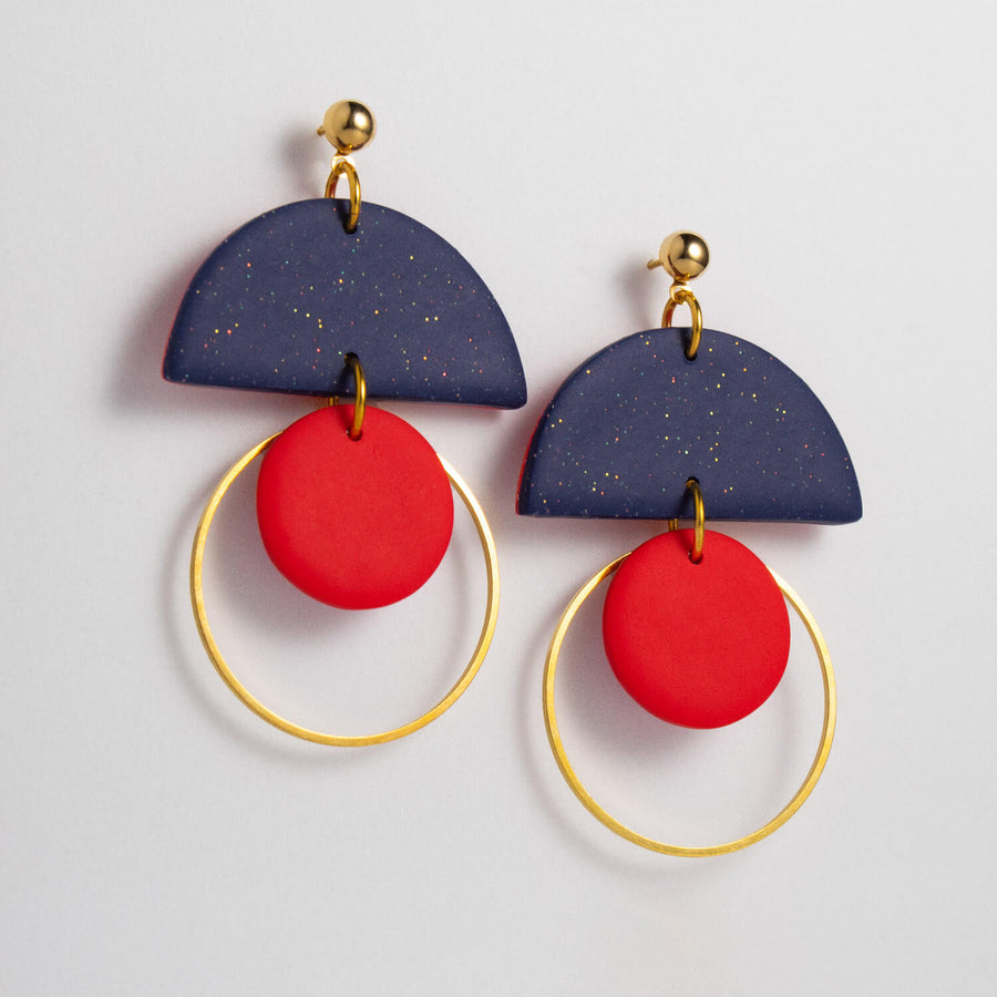Olivia Earrings- Midnight/Red