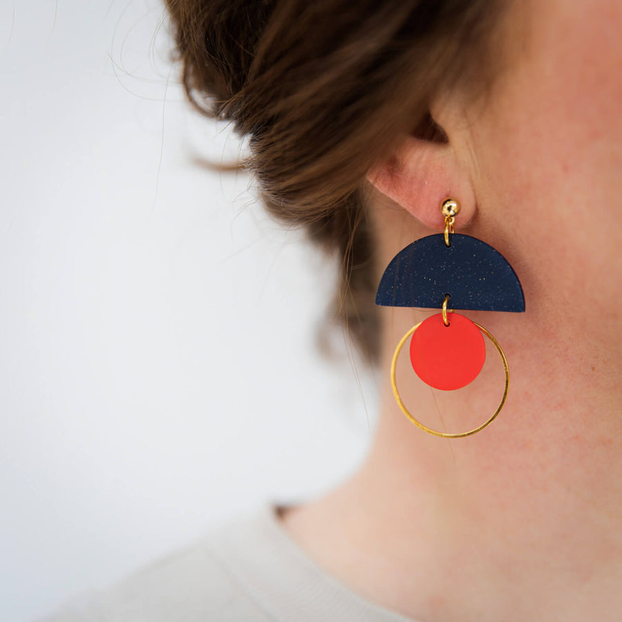 Olivia Earrings- Midnight/Red