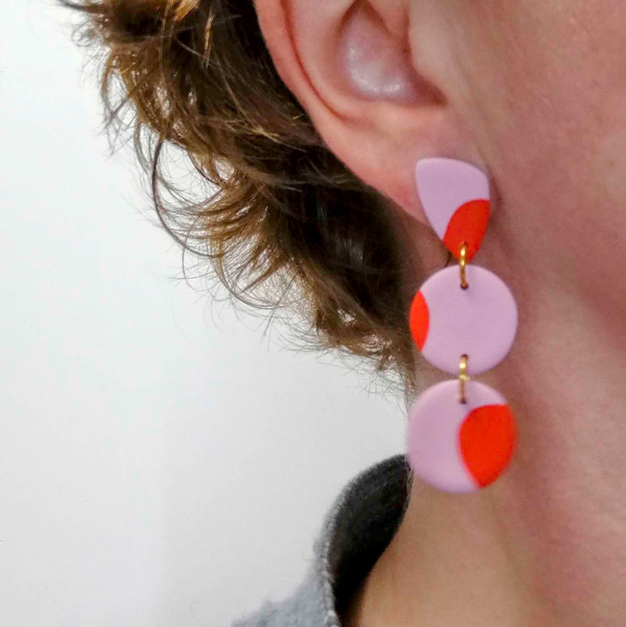 Siena Earrings - Lilac/Red Dot