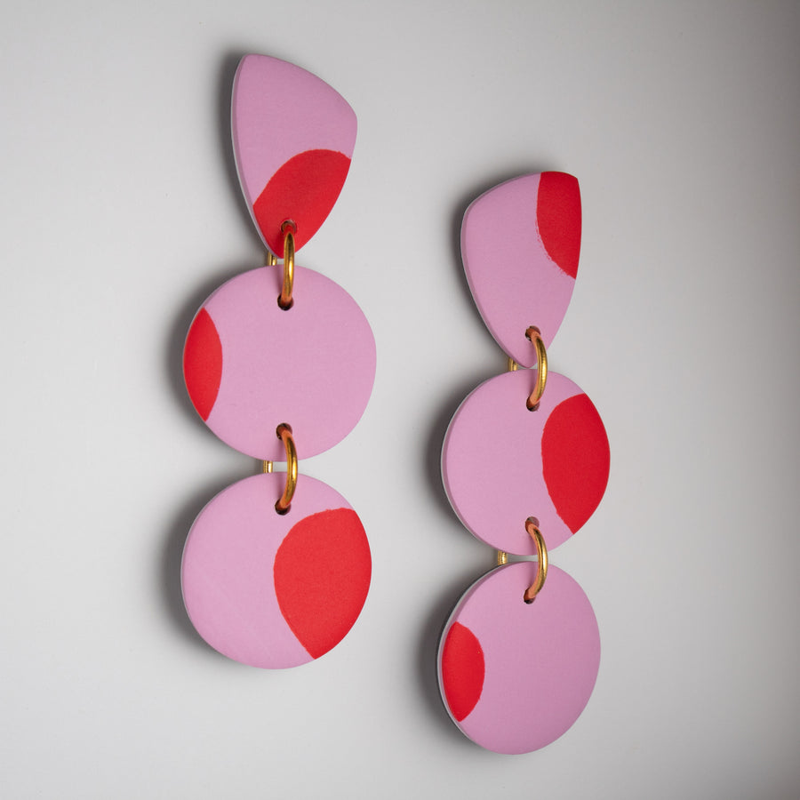 Siena Earrings - Lilac/Red Dot