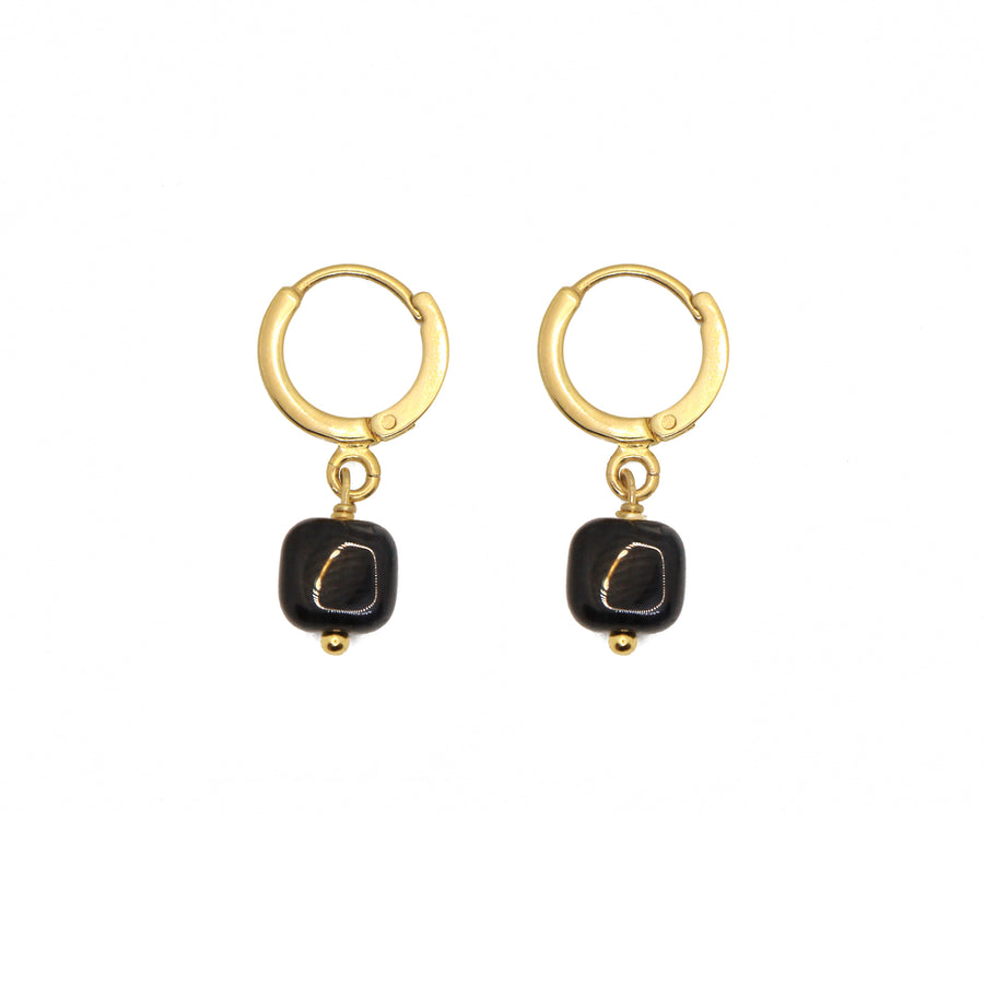 Ava - Black Agate Earrings