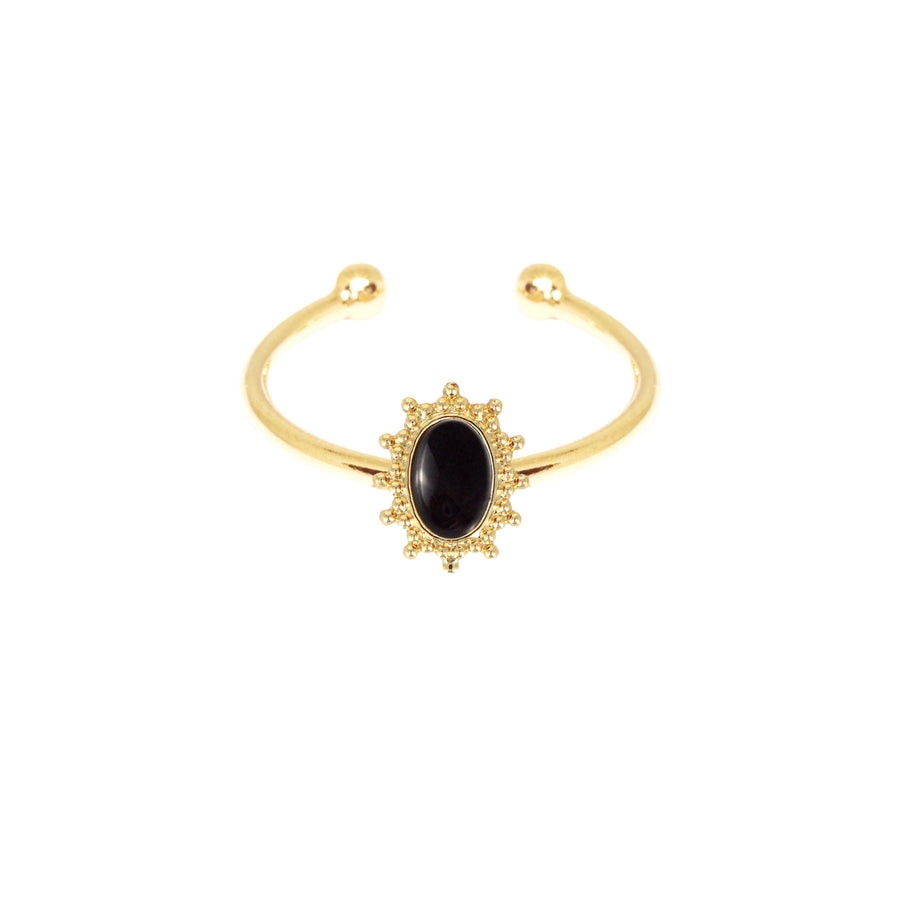 Thelma Black Agate Ring