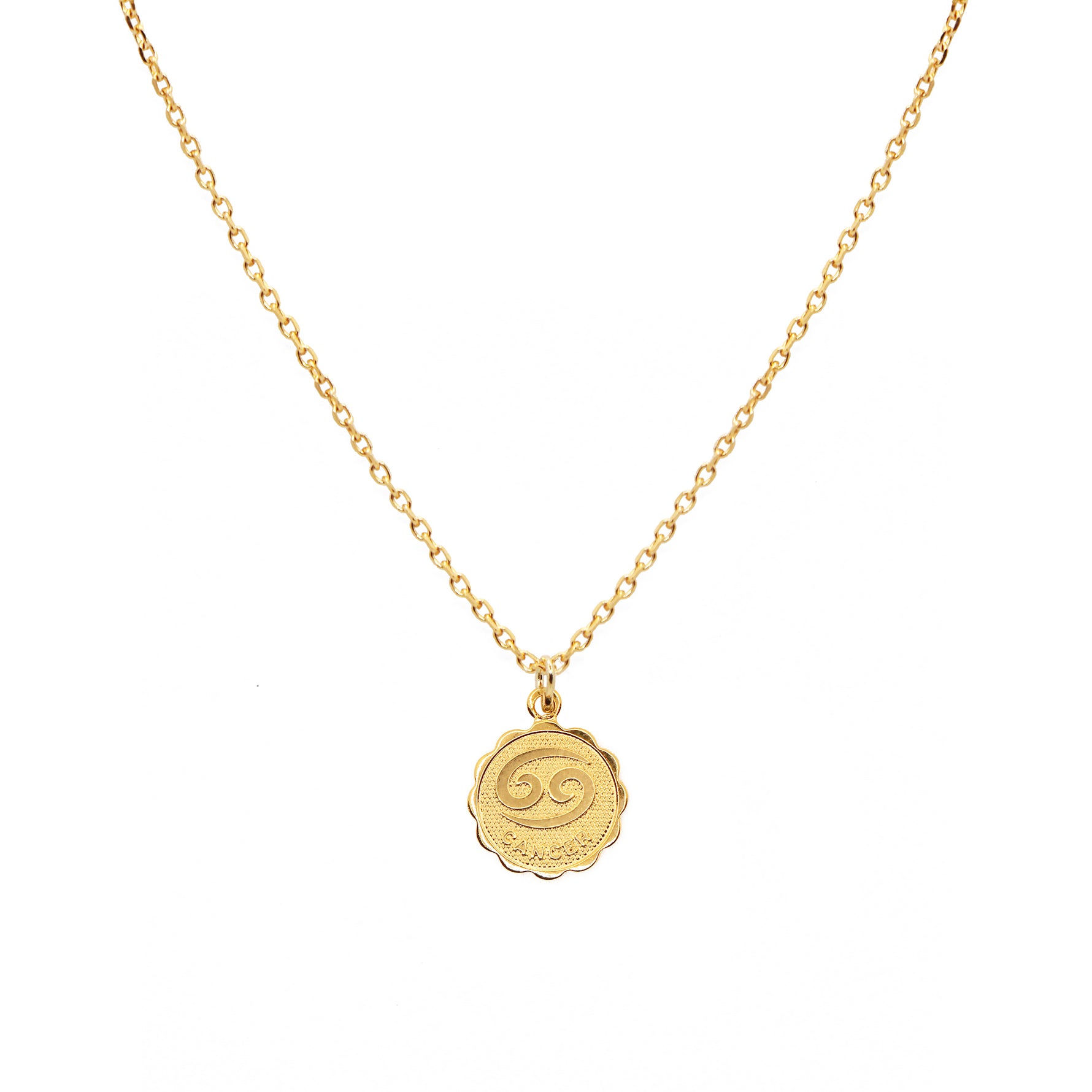 Cancer Zodiac sign necklace. 24k Gold plated