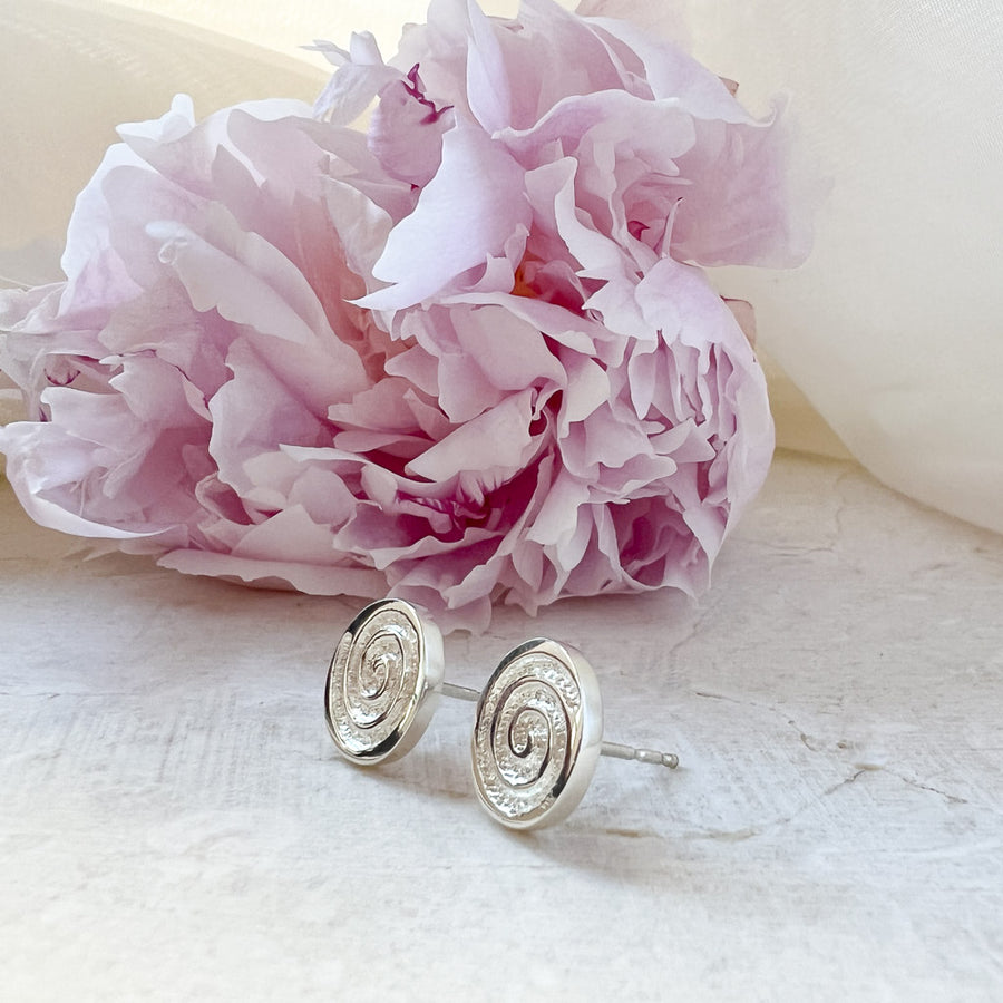 Celtic Spiral silver stud earrings 