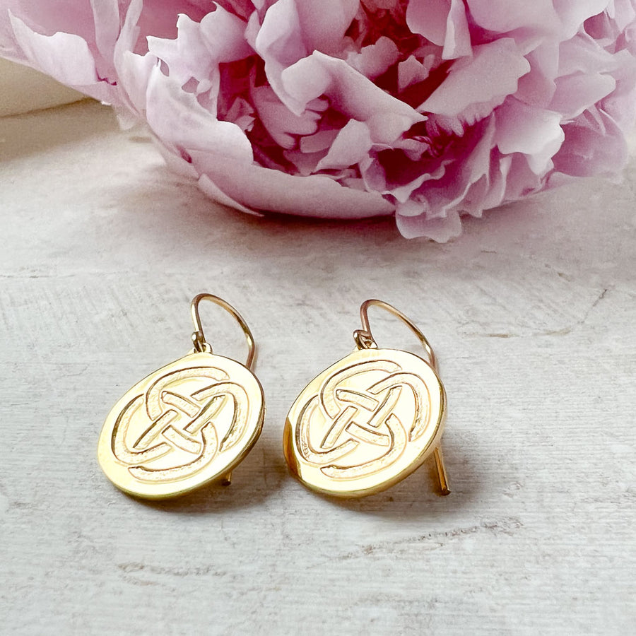 Dara Knot Gold Plated Silver Earrings (Symbolising Inner Strength)