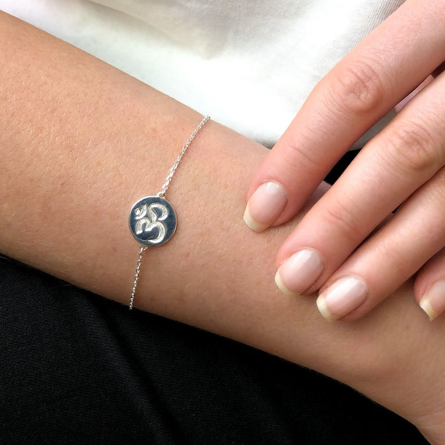 Om Symbol Silver Bracelet