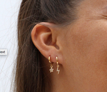 24k gold plated heart drop earrings hoop closure.