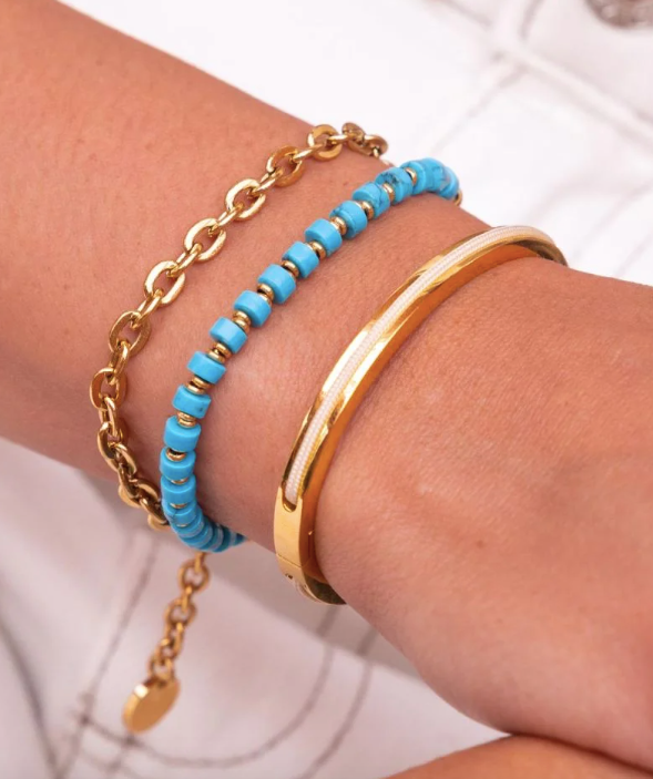 Brontide Turquoise Blue - Gold Bracelet